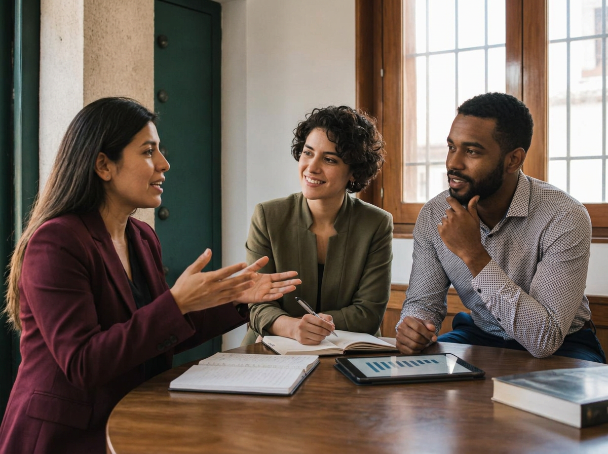 Young international professionals in an intercultural business conversation